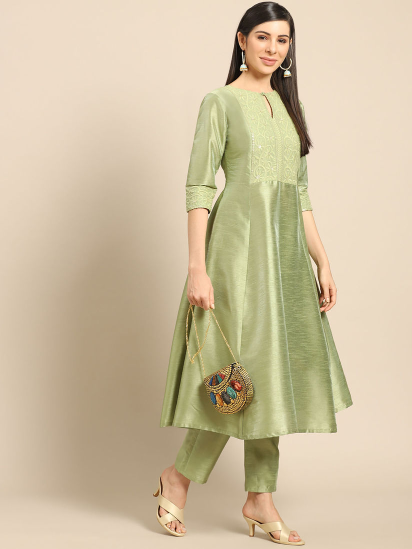 silk chikankari suits