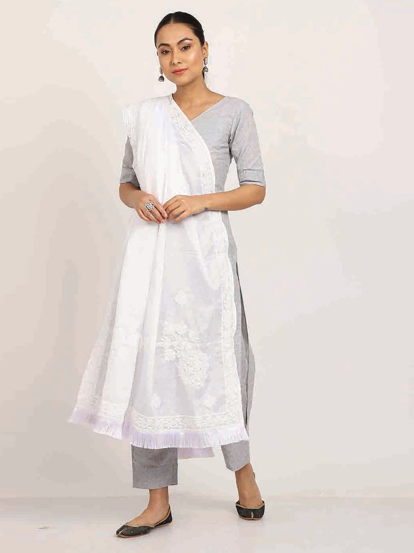 Shades Shawls Stoles And Dupattas Buy Shades White Chikankari Kota Dupatta With Tassel Lase Online Nykaa Fashion Shop designer dupatta online in india from itokri. shades white chikankari kota dupatta with tassel lase