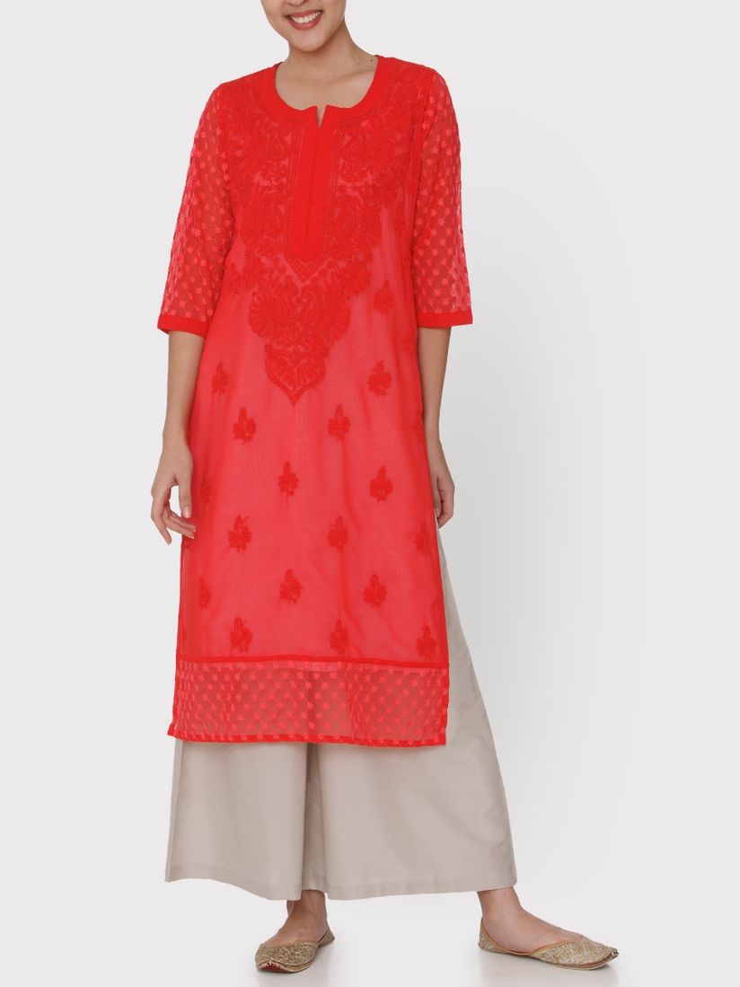Shades Kurtis Kurtas And Tunics Buy Shades Red Straight Chikankari Kurti With Red Thread Work Online Nykaa Fashion What is chikankari embroidery and its history. shades red straight chikankari kurti with red thread work