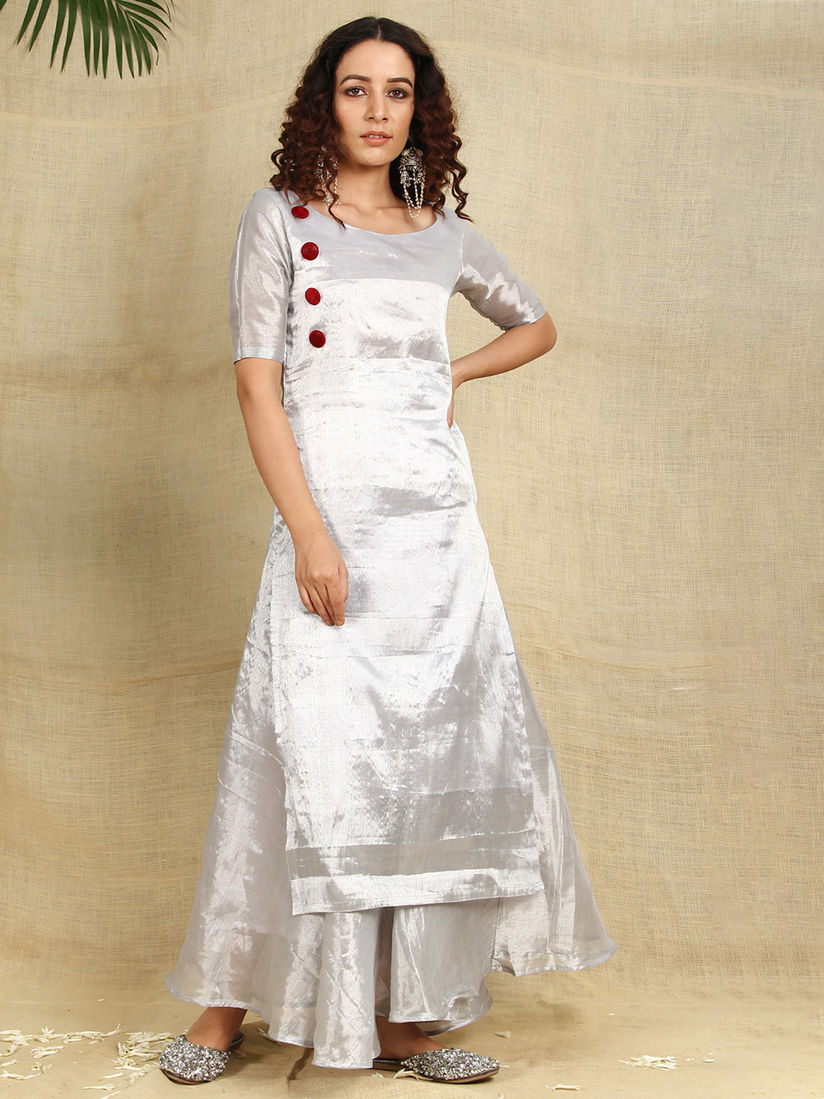 Shades Salwar Suits And Sets Buy Shades Silver Cotton Tissue Kurti Flared Palazzo With Red Velvet Buttons Set Of 2 Online Nykaa Fashion Choose from top indian designer's collection such as a ritu. shades shades silver cotton tissue kurti flared palazzo with red velvet buttons set of 2