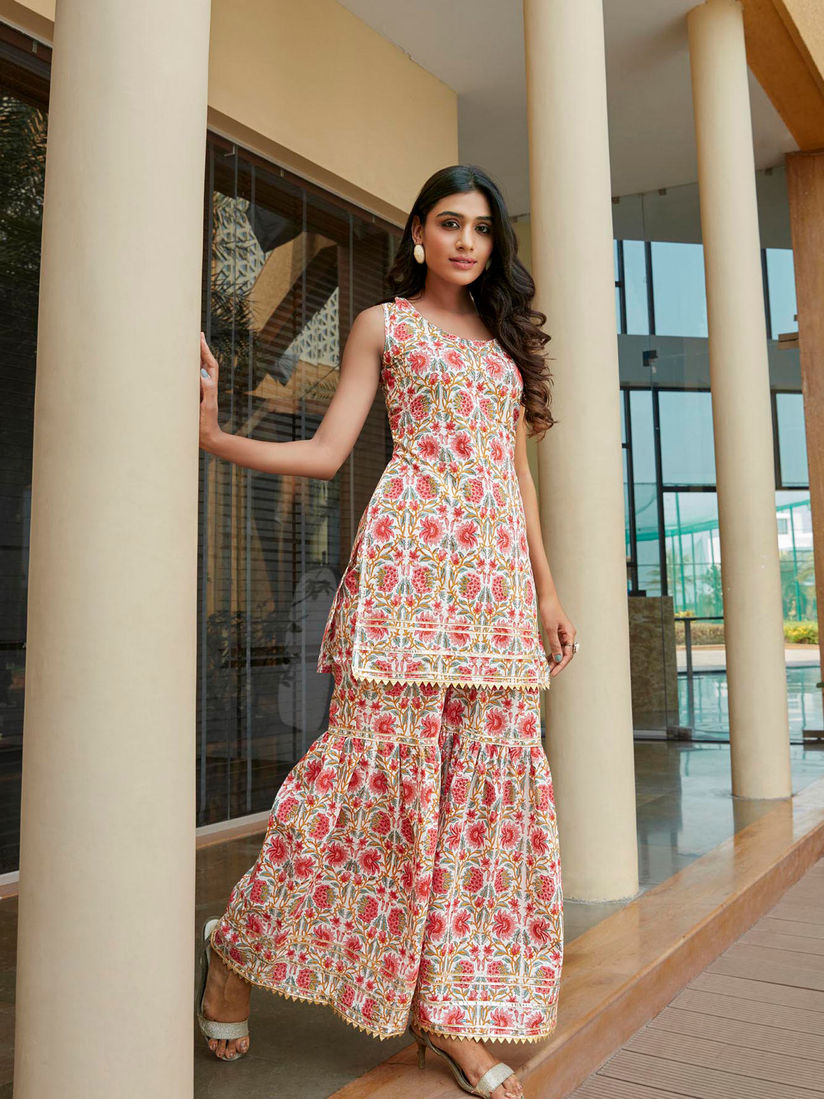 Printed sharara suit design clearance