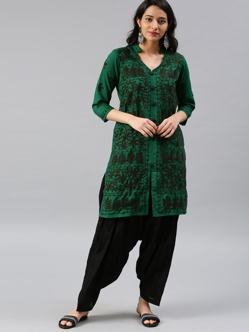 chikan silk kurta