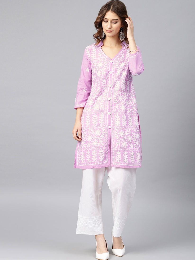 chikan silk kurta