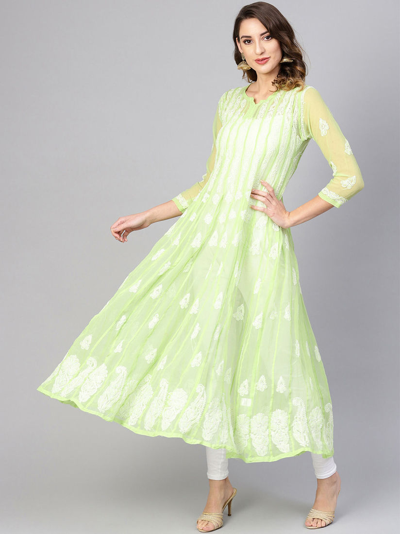 chikankari anarkali kurta