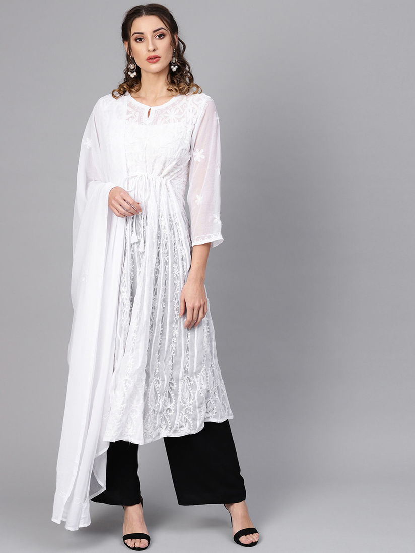 White lakhnavi kurta clearance