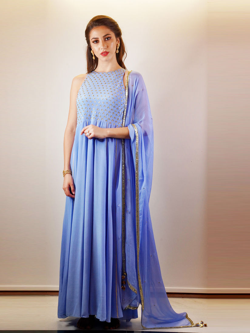 Crepe anarkali dresses clearance