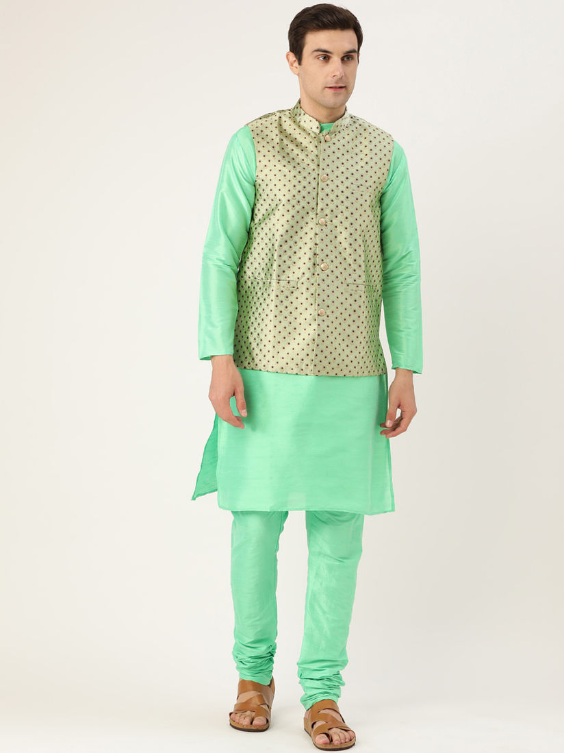 modi jacket on green kurta