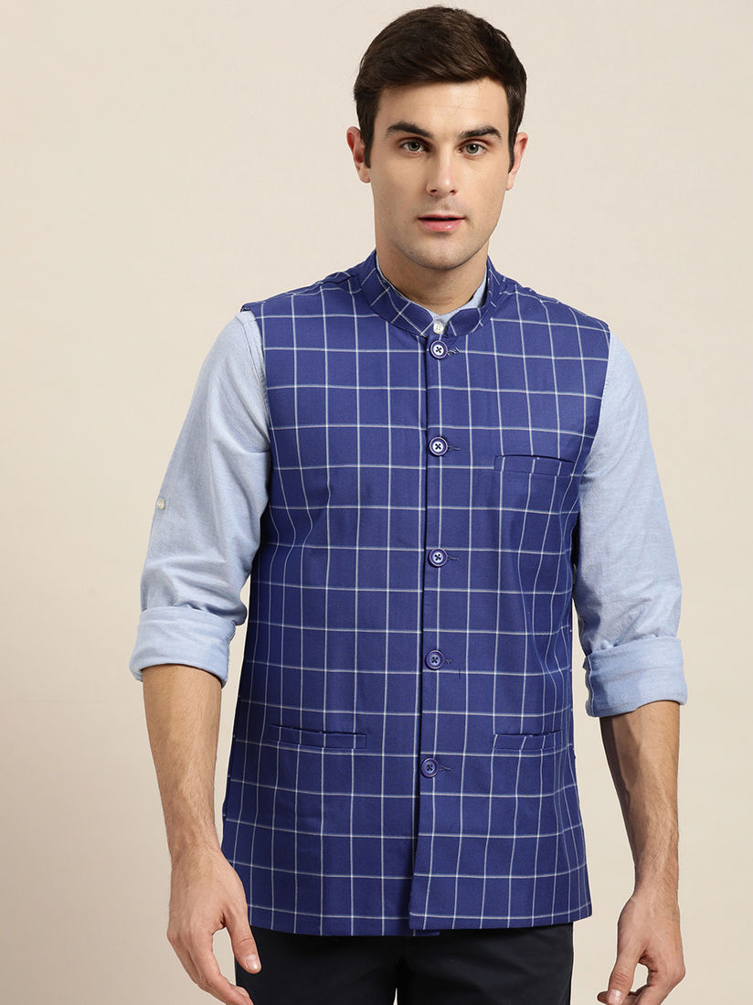 checked nehru jacket