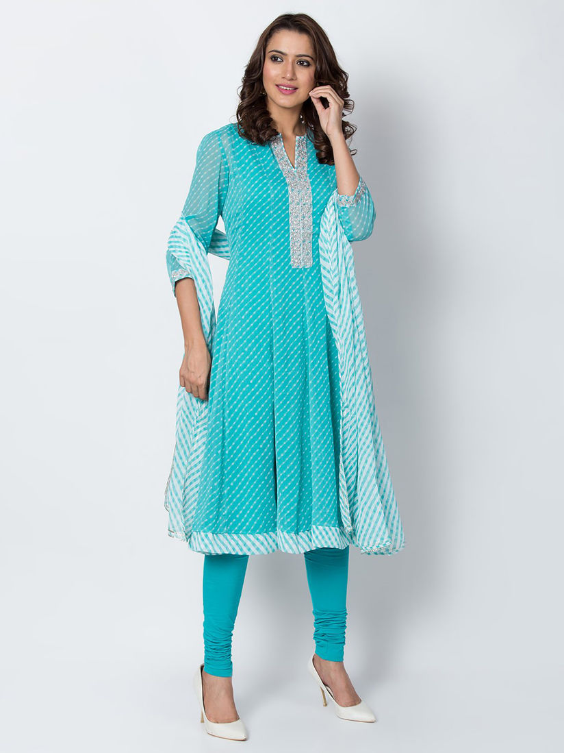 biba red cotton kalidar suit set