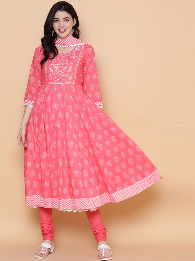 biba pink anarkali suit