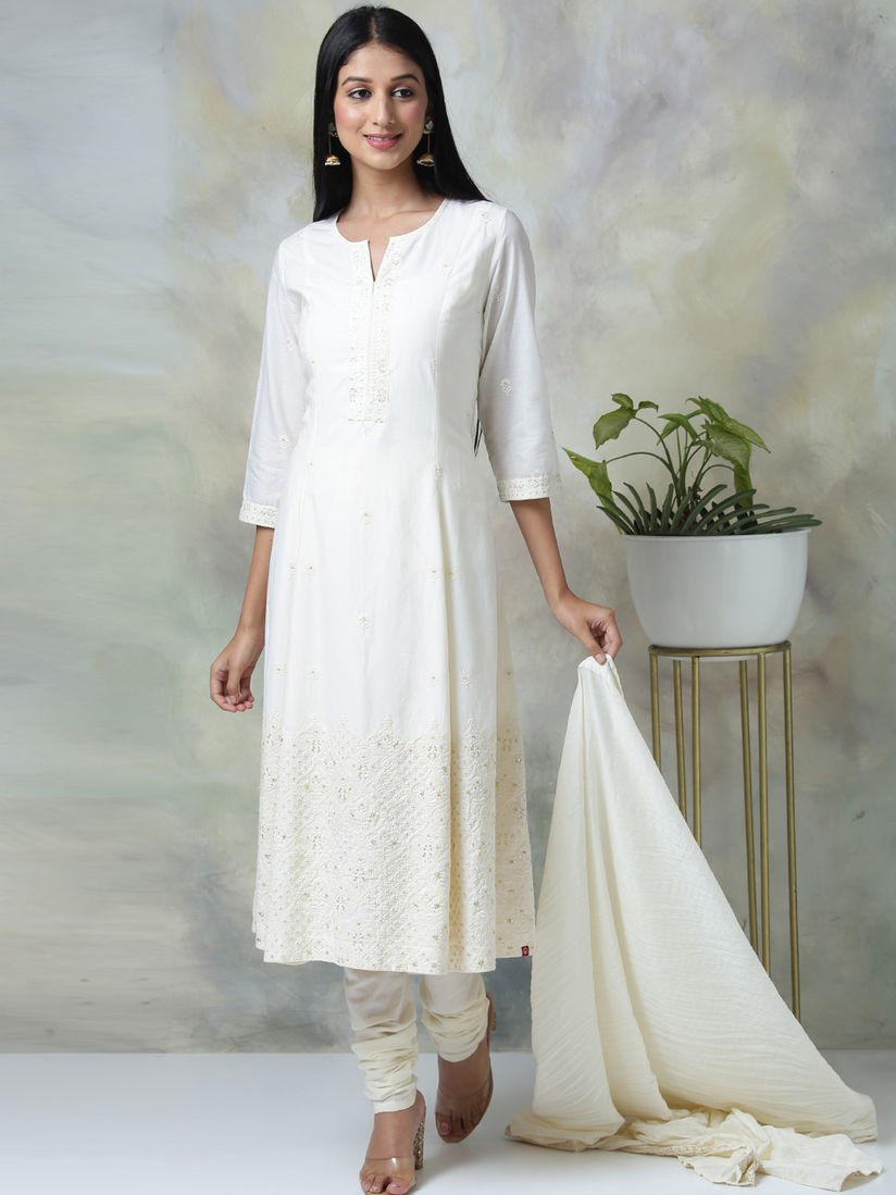 Off white churidar set Clearance