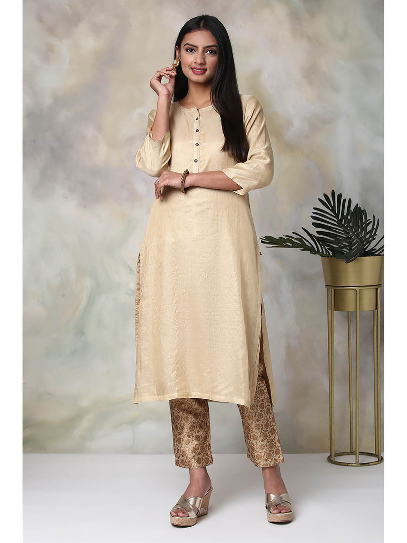 Biba beige printed kurta clearance