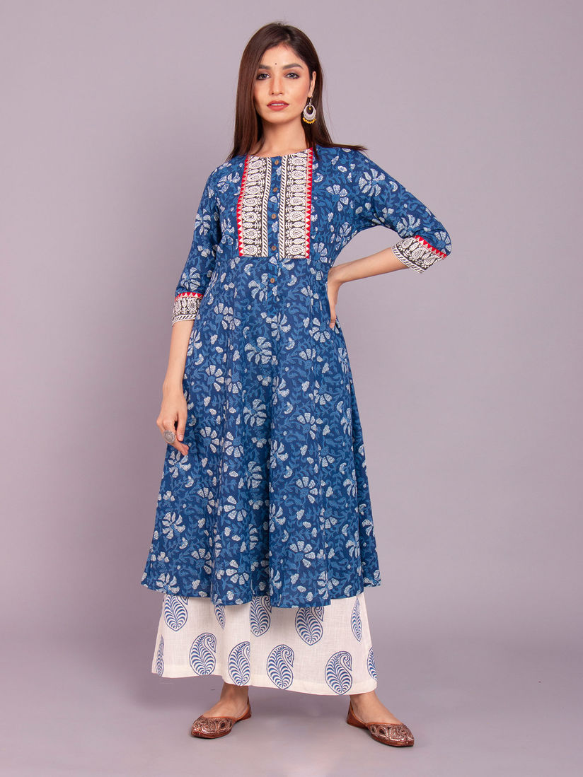 Indigo kurti with palazzo Clearance