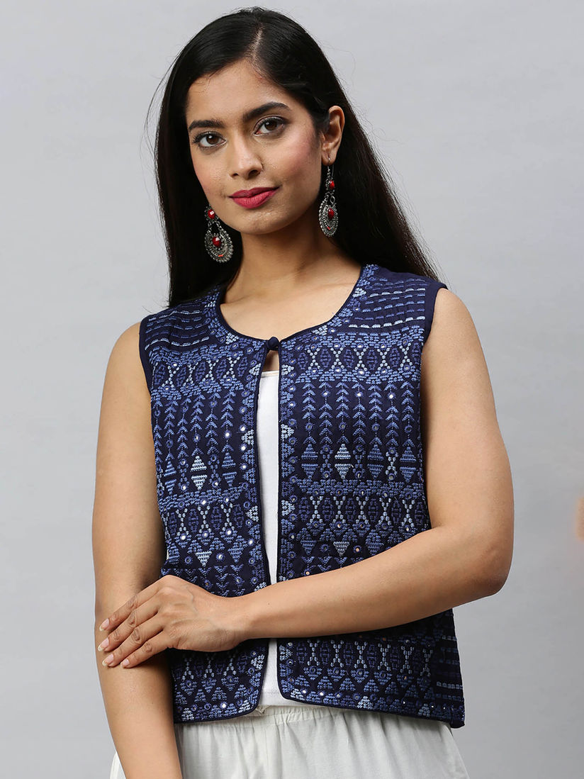 Soch Jackets And Coats Buy Soch Navy Blue Embroidered Jacket Online Nykaa Fashion
