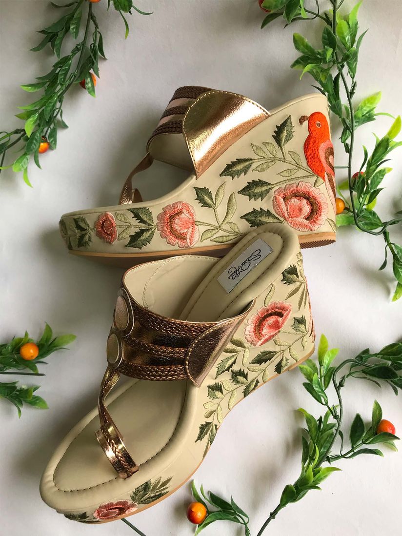 embroidered wedges