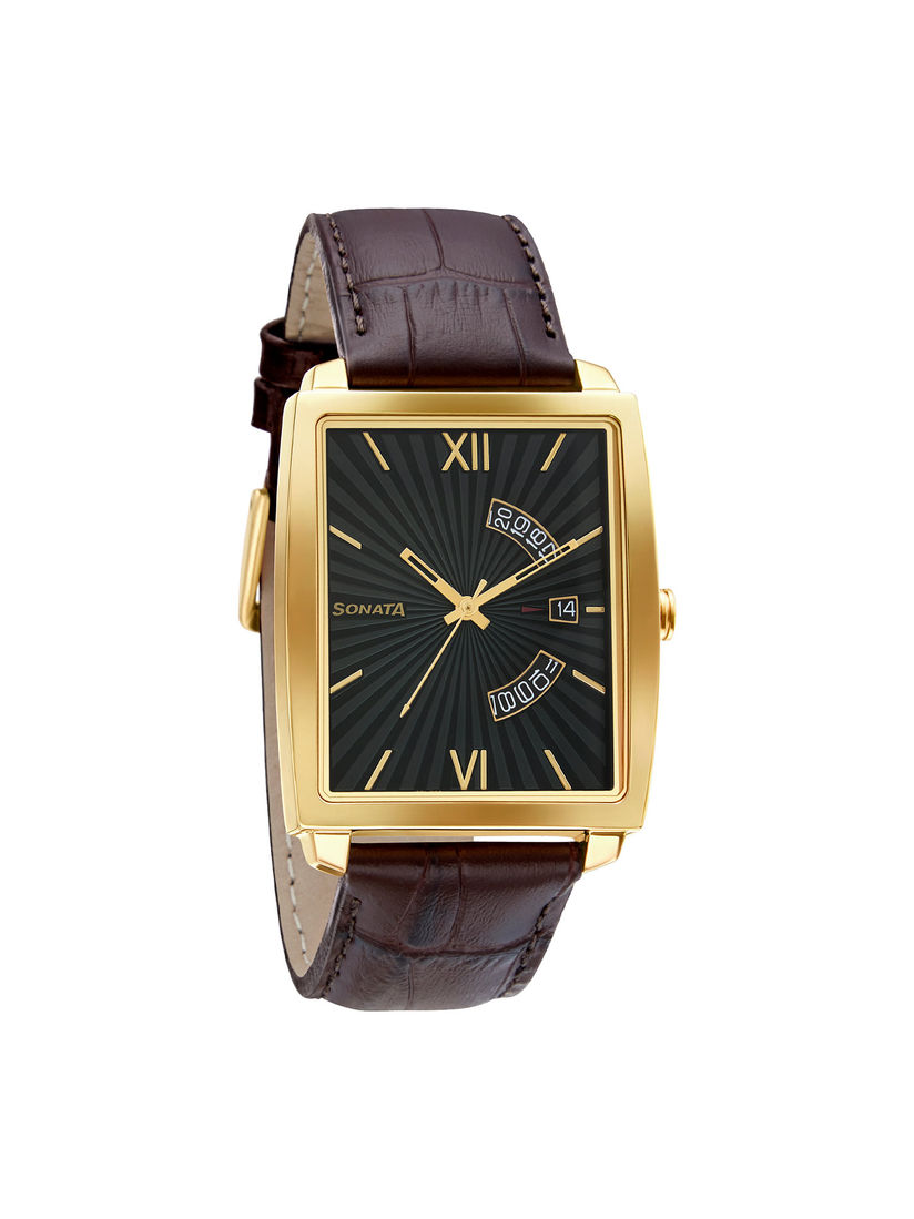 sonata rectangular watch