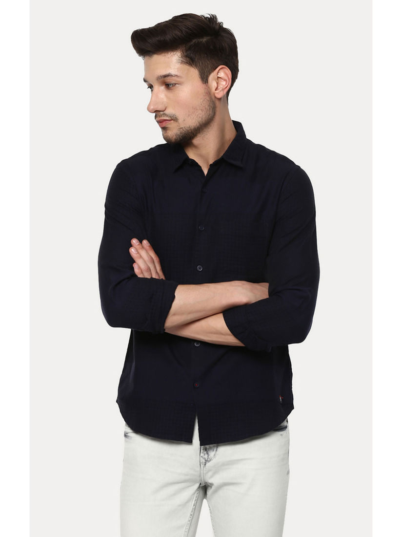 spykar navy blue shirt