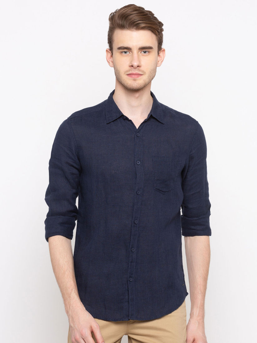 spykar navy blue shirt