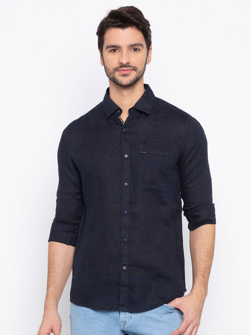 spykar navy blue shirt