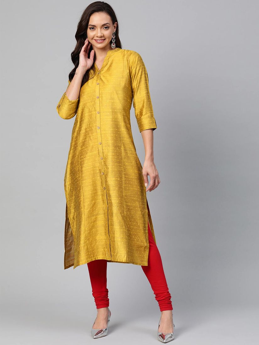 Mustard kurtas online clearance