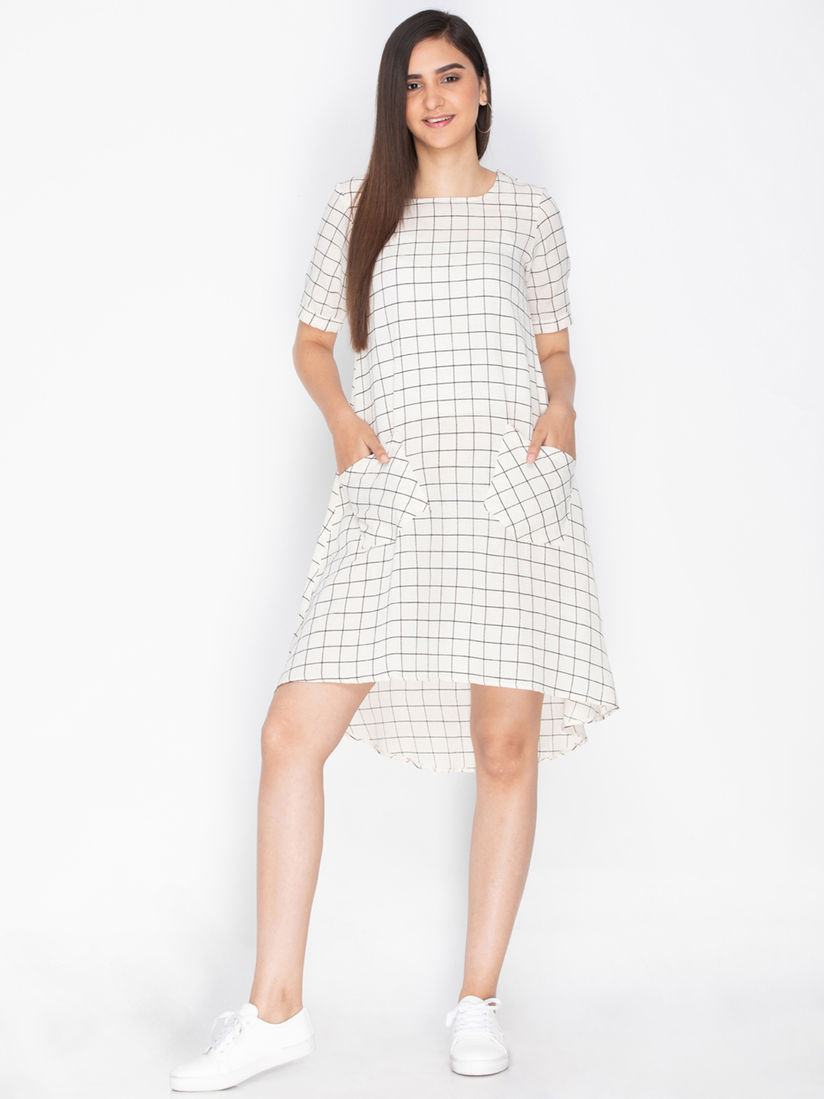 black and white checkered dress