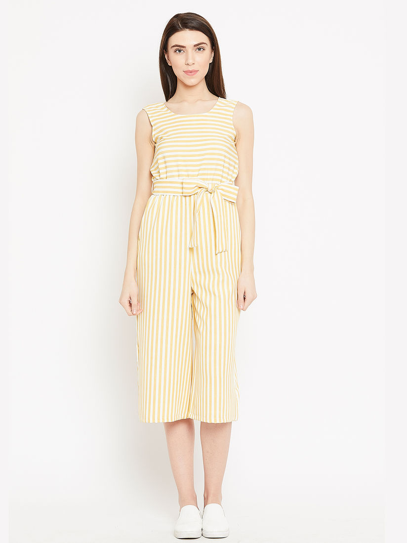 yellow and white striped jumpsuit