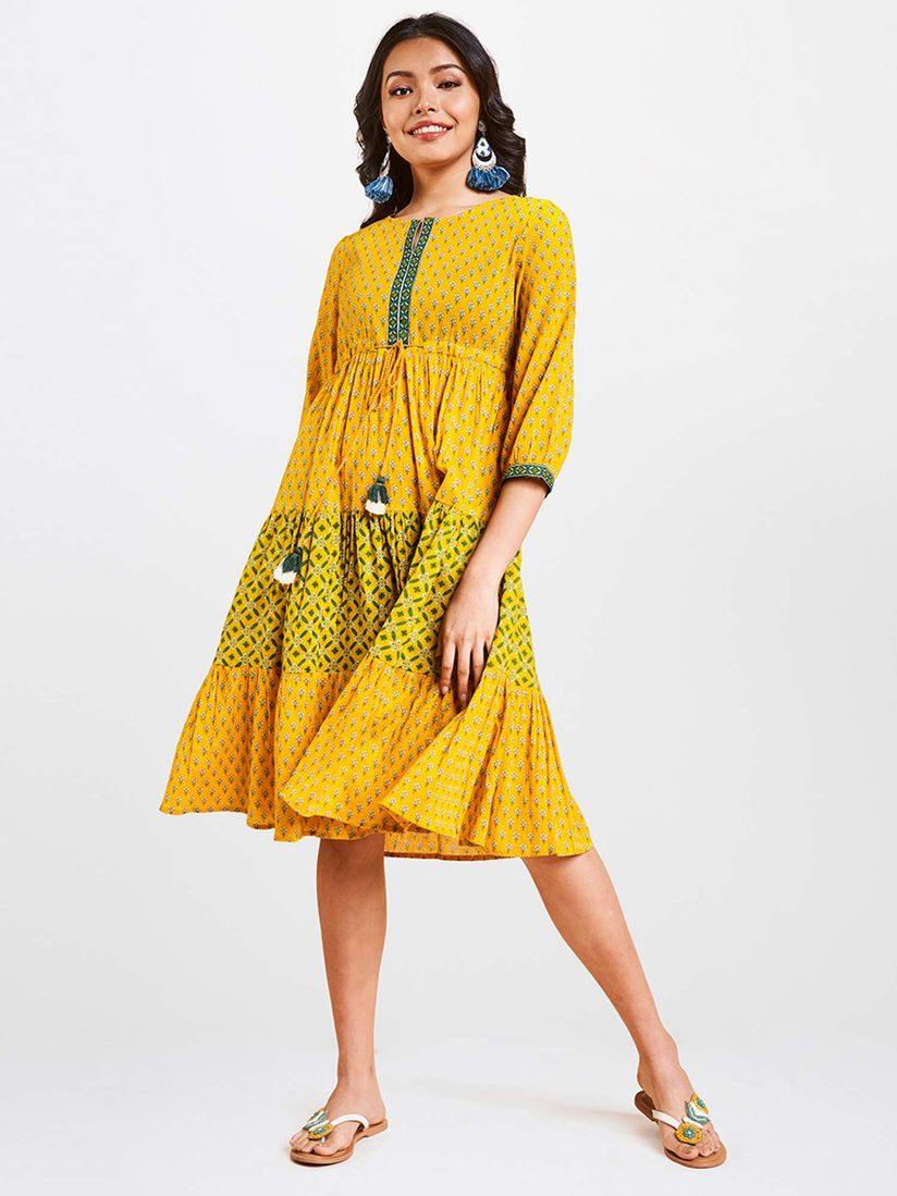 casual mustard dress
