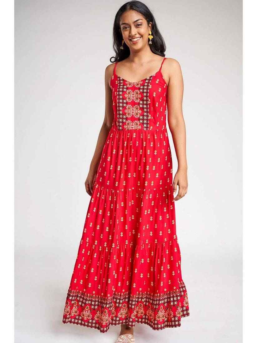 Red and pink floral dress clearance