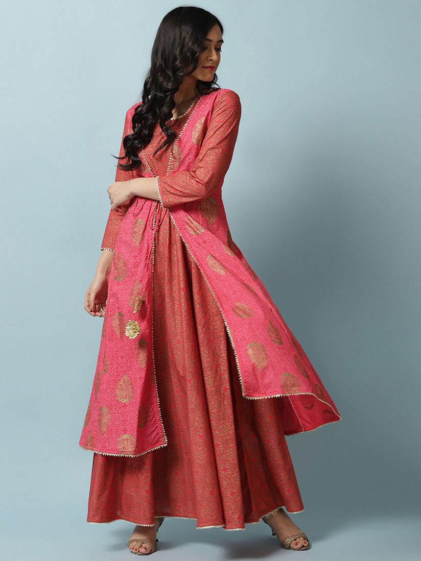 red and pink maxi dress