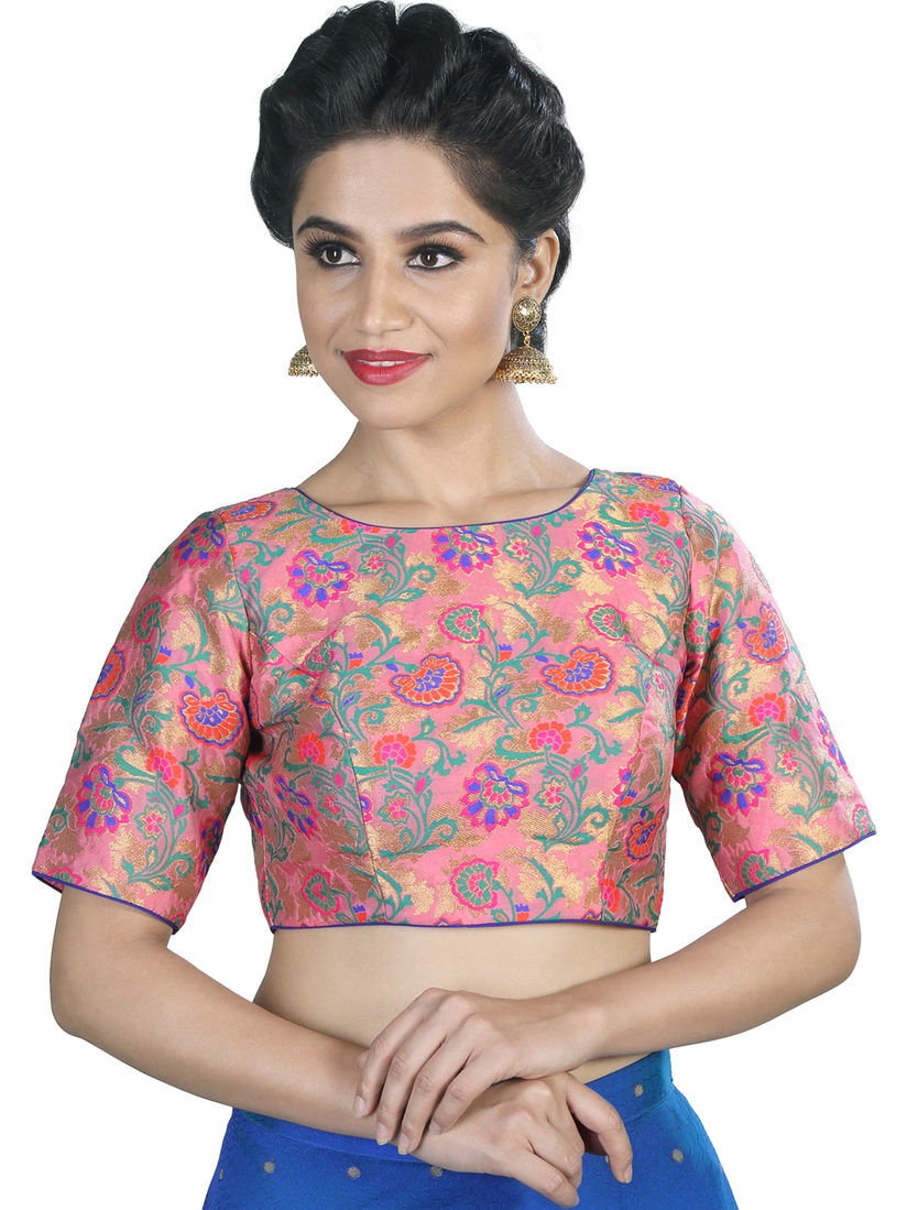 Salwar Studio Blouse : Buy Salwar Studio Pink Brocade Readymade Blouse Online | Nykaa Fashion.