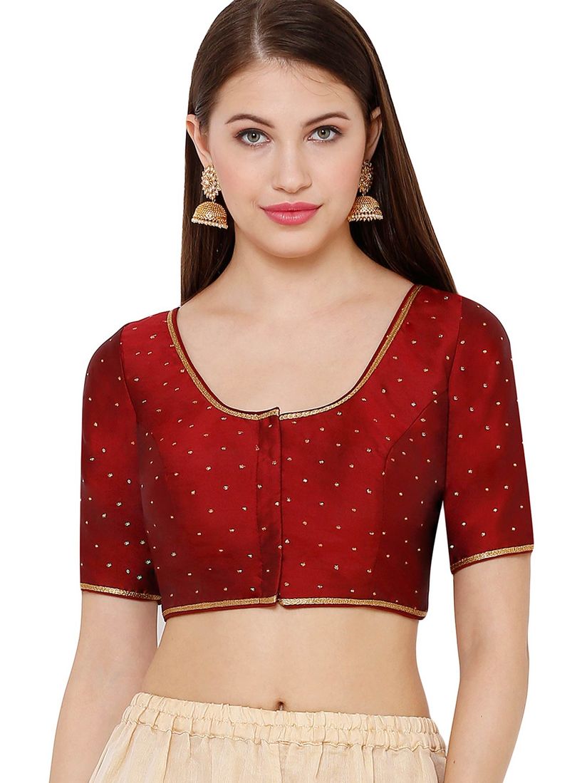 Maroon silk blouse online clearance
