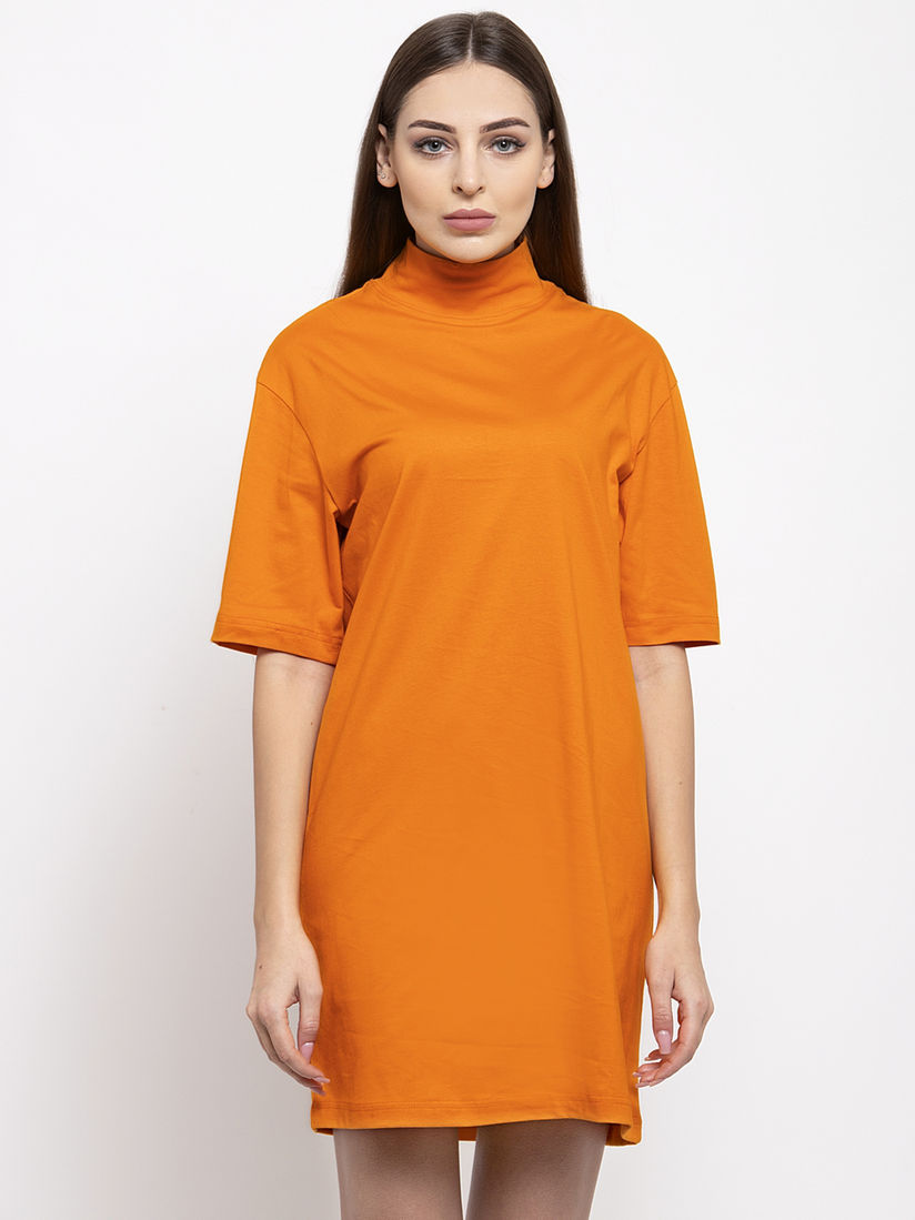orange jersey dress