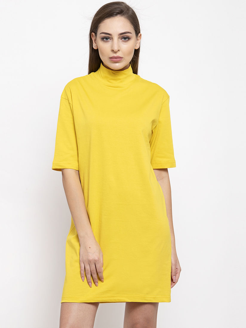mustard jersey dress
