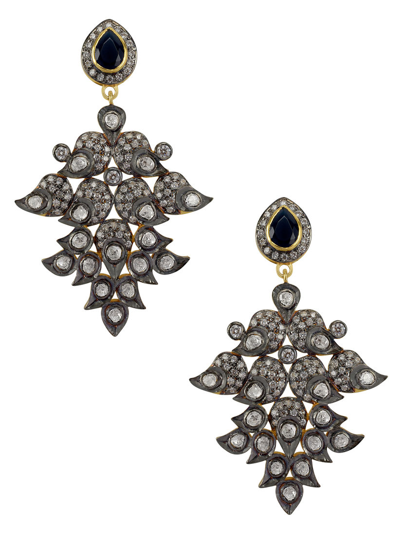 Tribe By Amrapali Earrings Buy Silver Oxidised Black Paisley Earrings Online Nykaa Fashion Handwoven pure mercerised cotton with manipuri pattern threadwork.