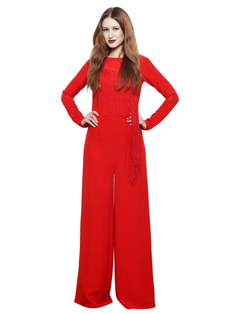 red fringe jumpsuit