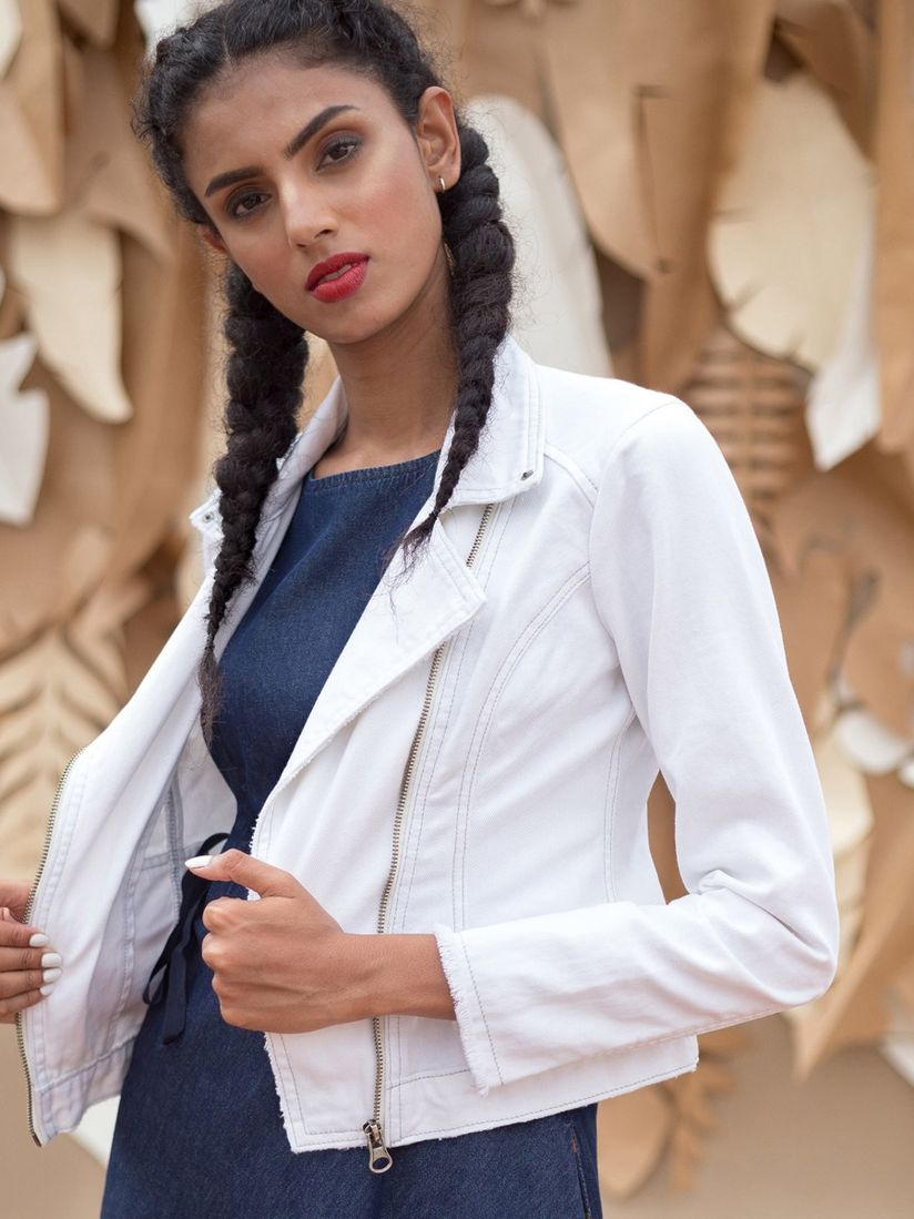white denim moto jacket