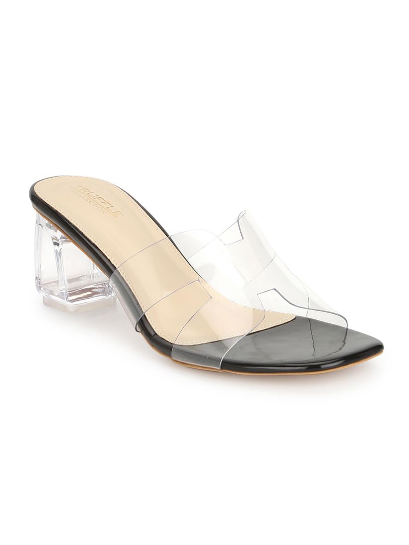 perspex block heel mules