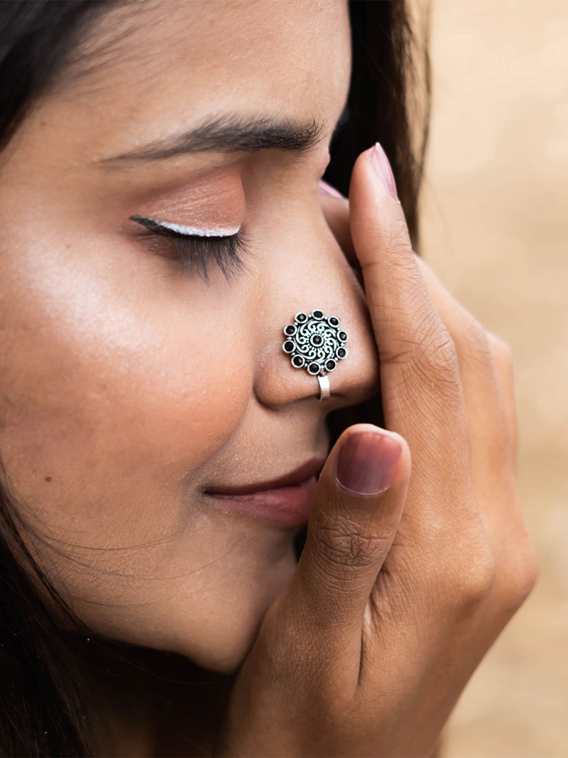 nose ring black stone