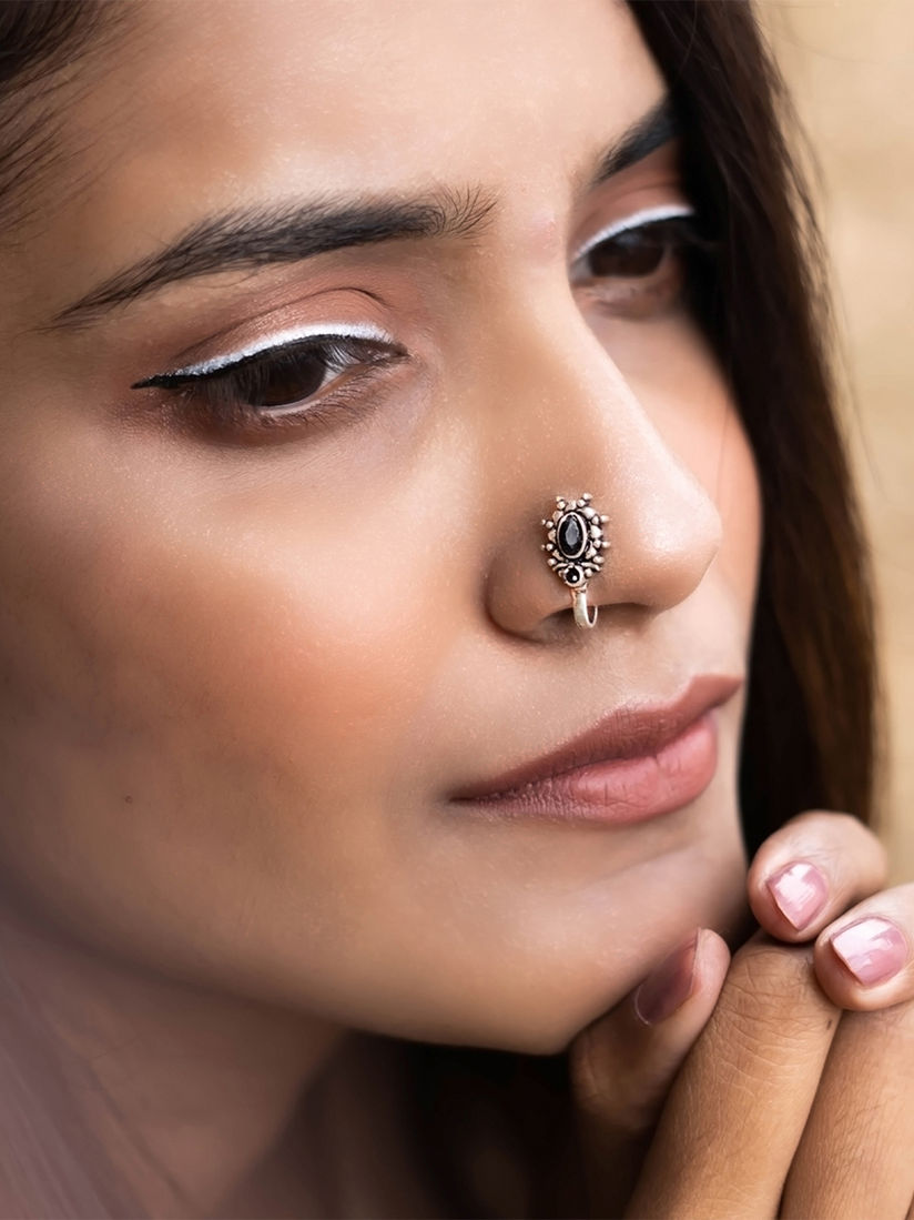 nose ring black stone