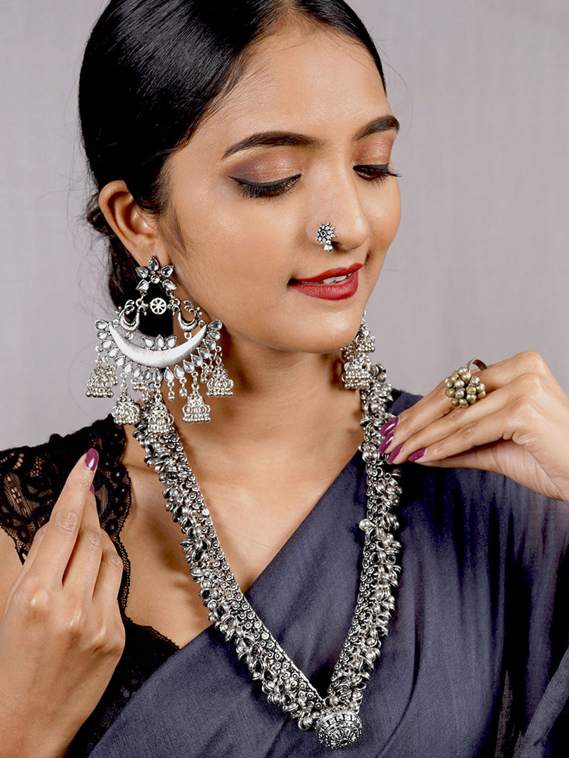 Teejh By Joker And Witch Jewellery Sets Buy Teejh By Joker And Witch Silver Mixed Metal Earrings With Necklace Rings And Nose Pin Set Of 4 Online Nykaa Fashion Nosepin, some people spell it as nose pin is the traditional jewellery type. teejh by joker and witch silver mixed metal earrings with necklace rings and nose pin set of 4