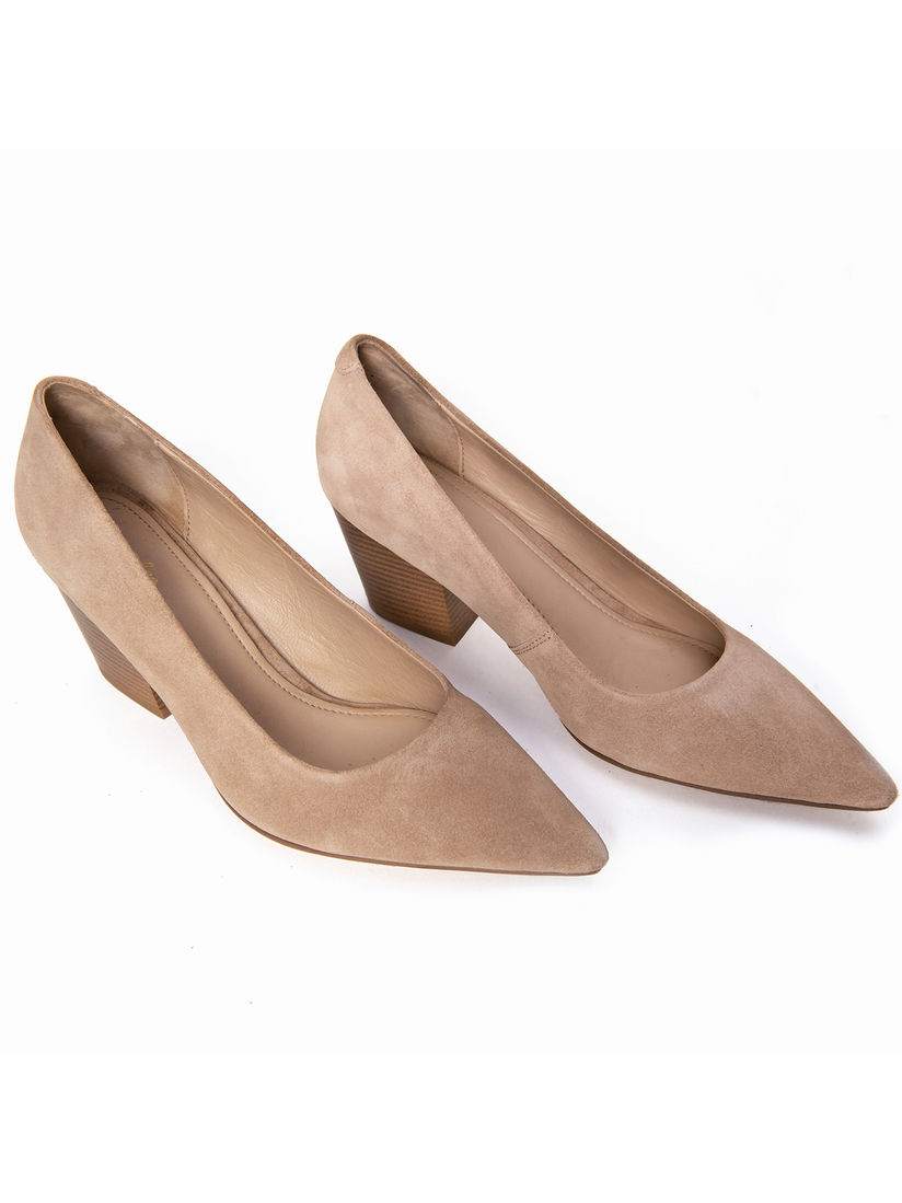 nude block heel pumps