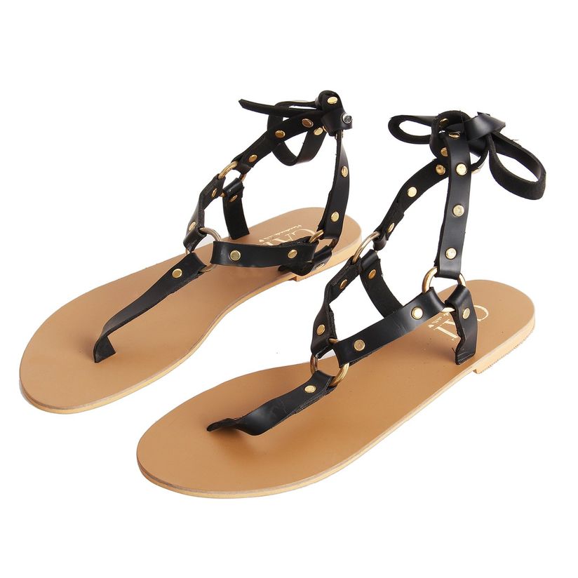black tie flat sandals