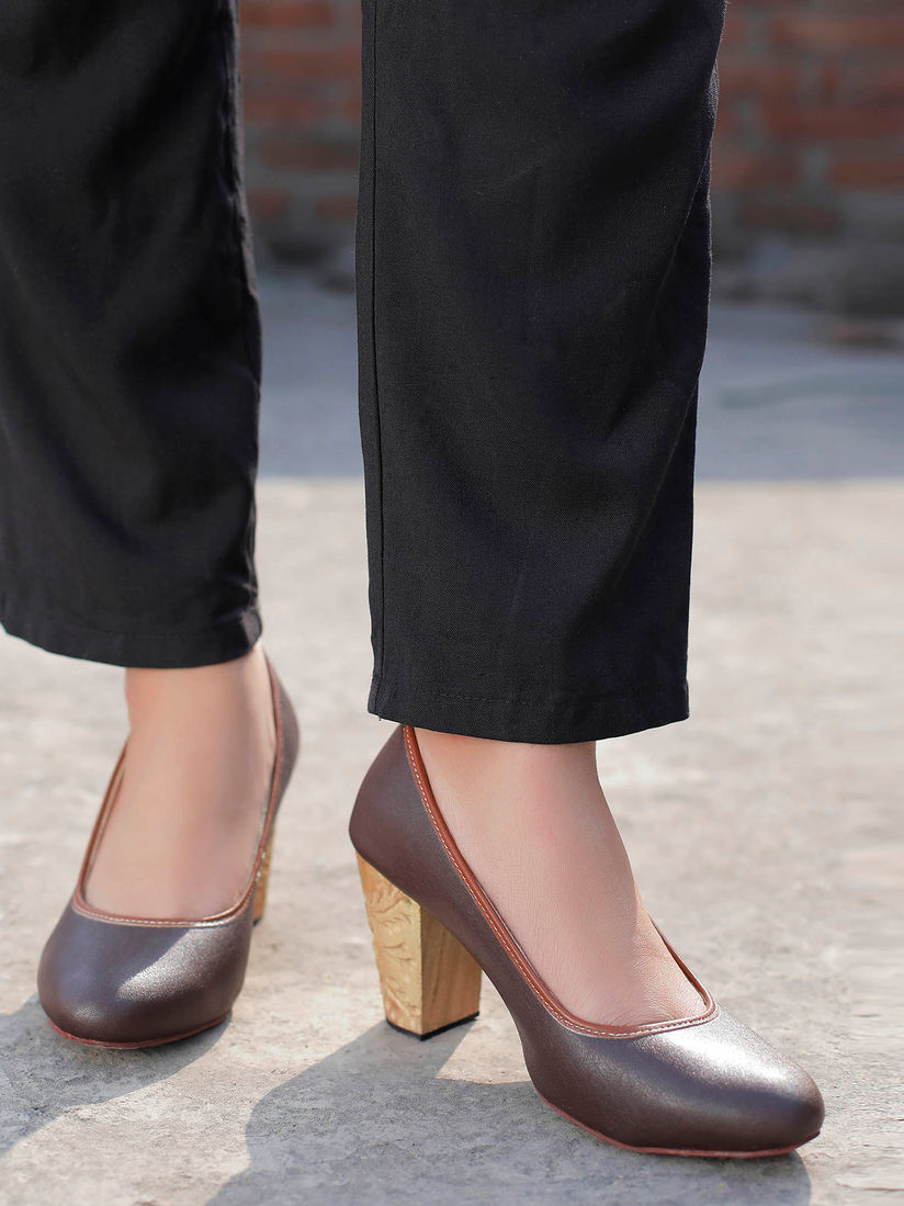 dark brown block heels