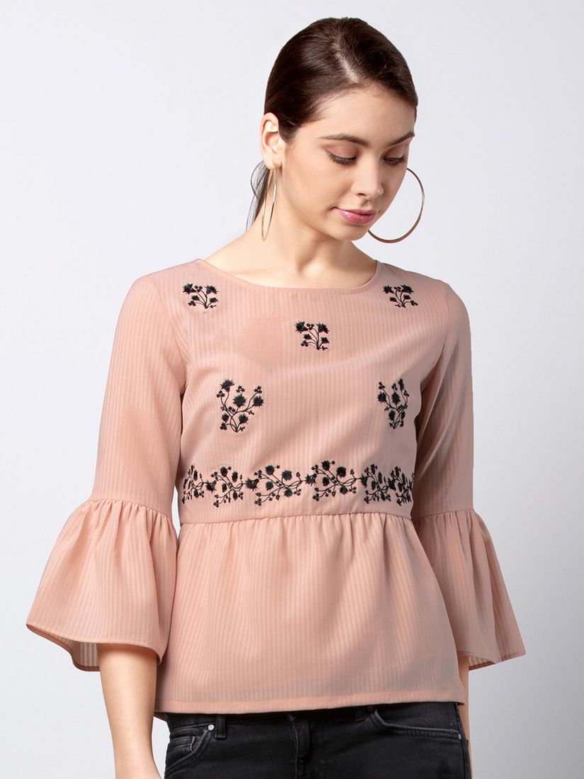 embroidered peplum top