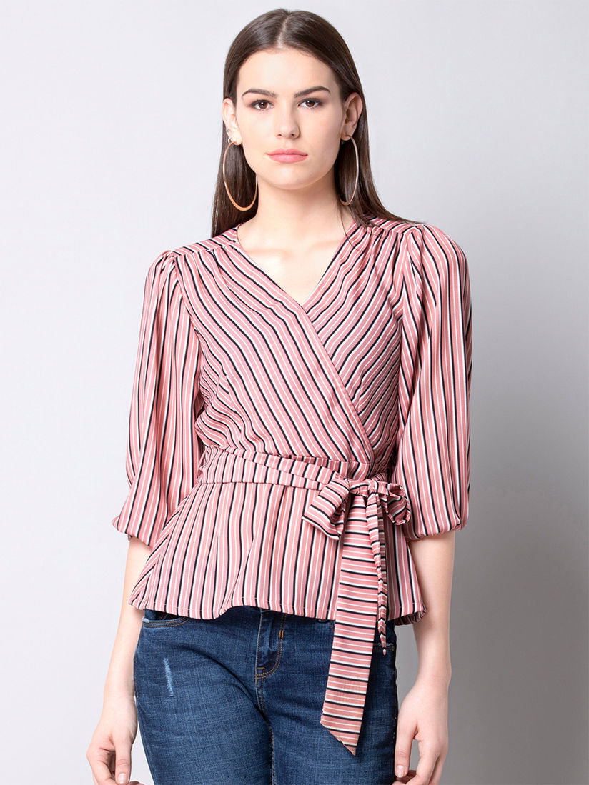 belted wrap blouse