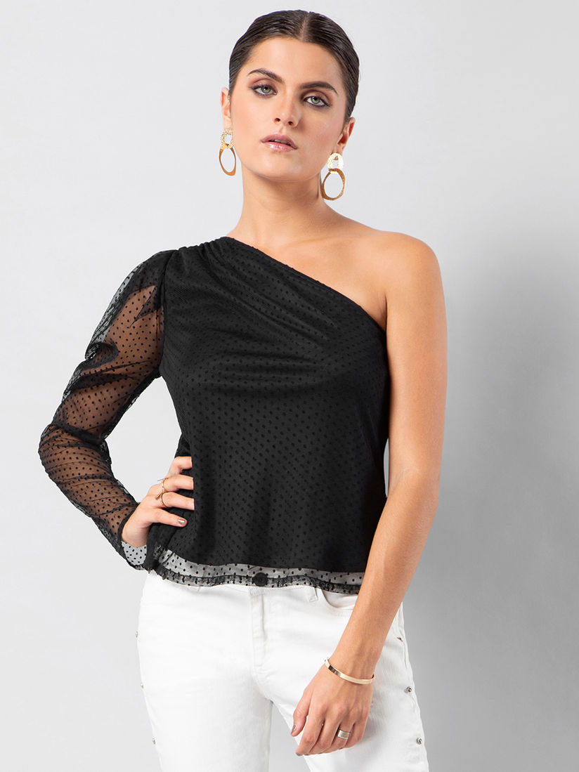 satin one shoulder top