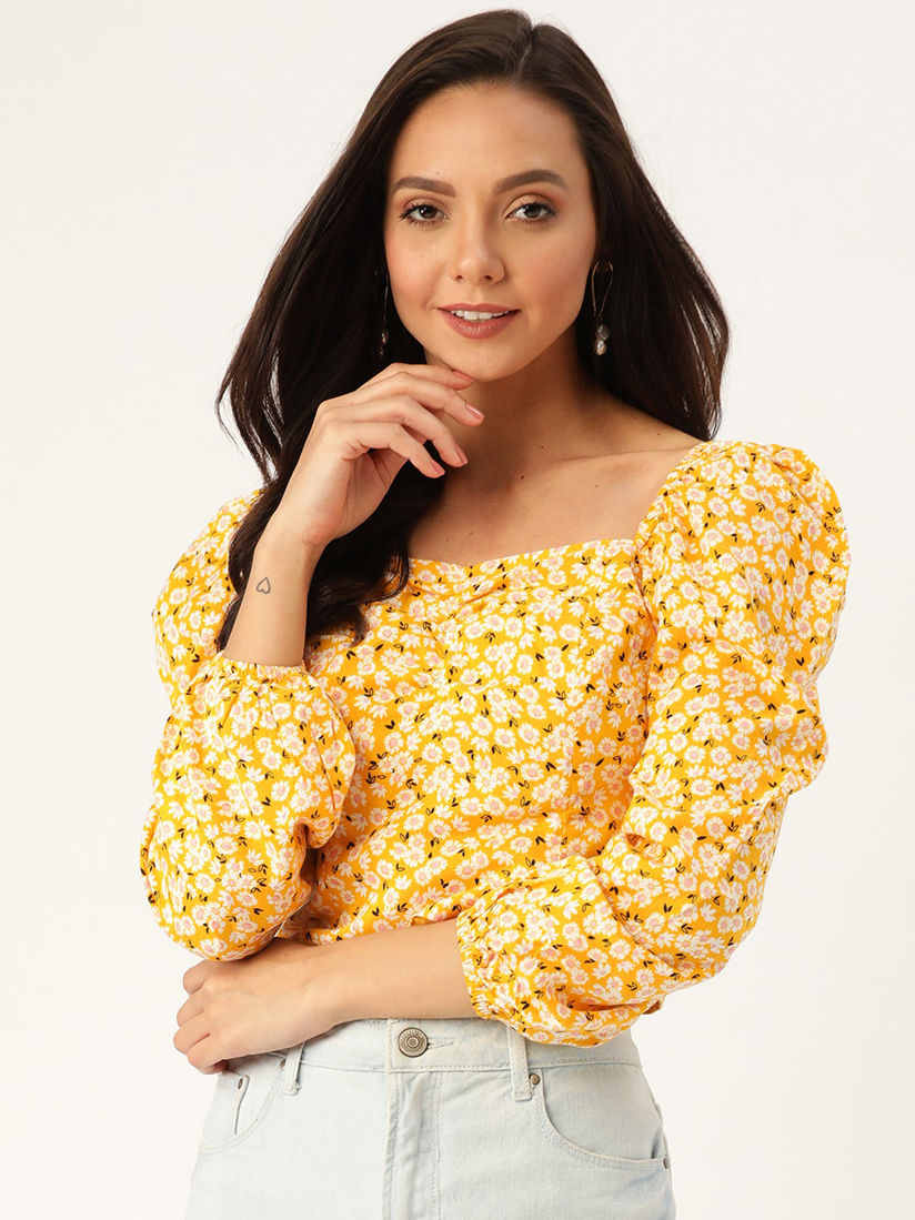 yellow floral top