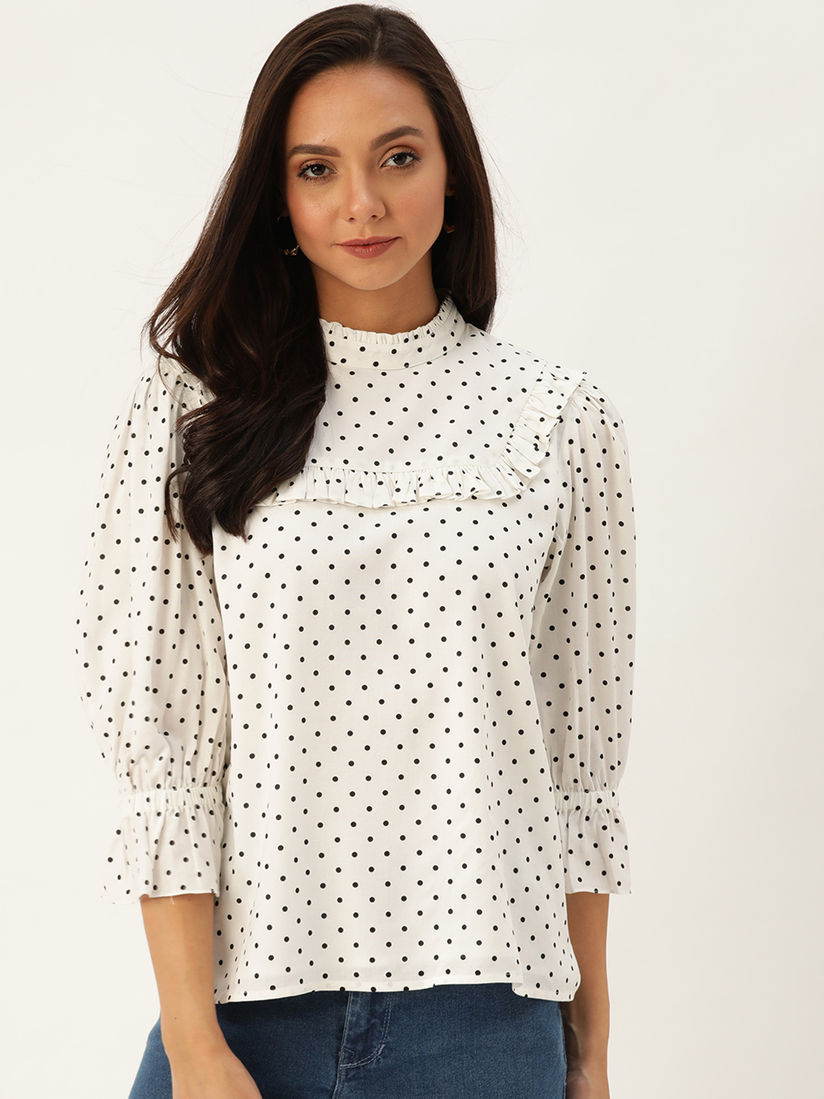 polka dot white top