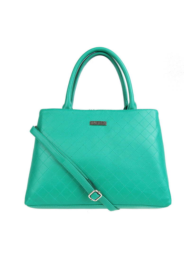 green quilted bag