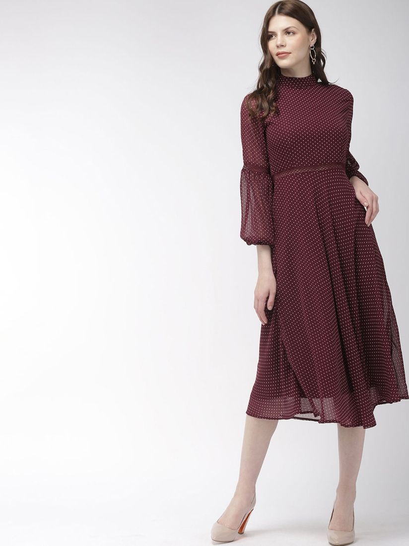 Maroon dress midi clearance